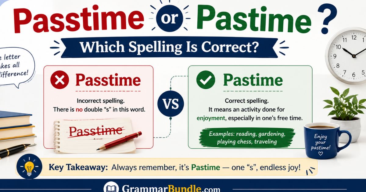 Passtime or PastimeWhich Spelling Is Correct
