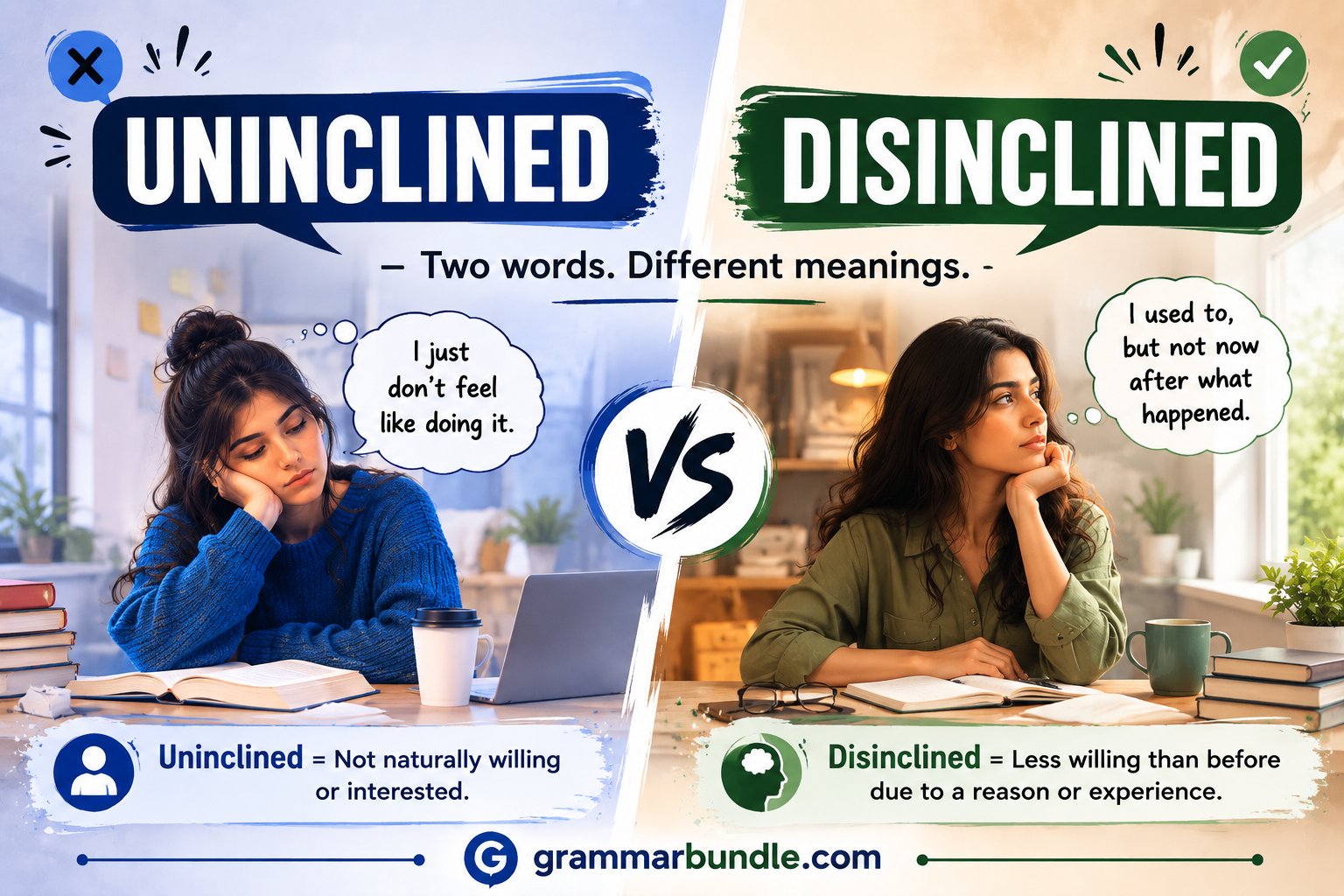 uninclined vs disinclined
