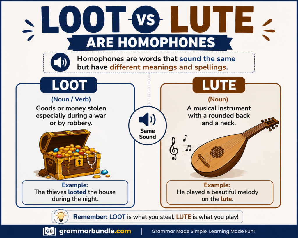 Loot vs Lute are homophones