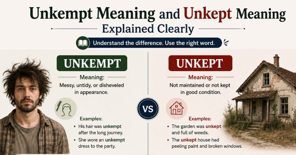 Unkempt Meaning and Unkept Meaning Explained Clearly